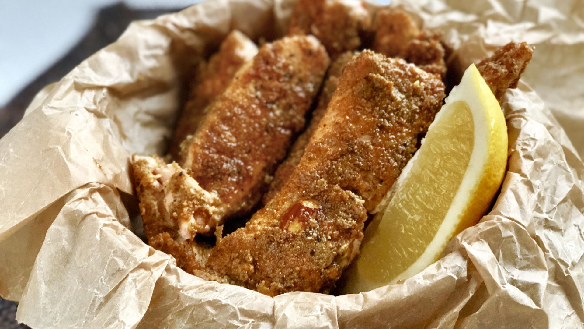 Salmon goujons & potatoes